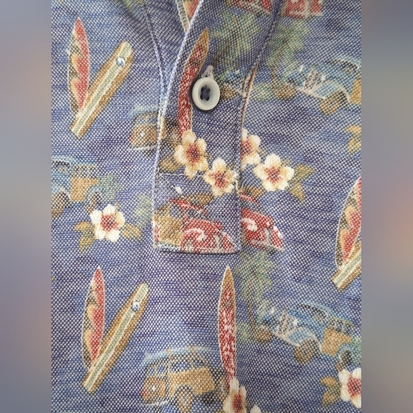 Johnston Murphy Vintage Slub Polo Surf Board Collared Short Sleeve Mens Size M - Picture 4 of 6